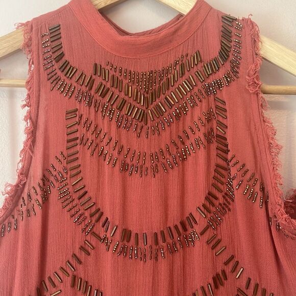 Free People Ferris Wheel Open Back Top Beaded Sequin Embellished Blouse Sz Small - Picture 3 of 10